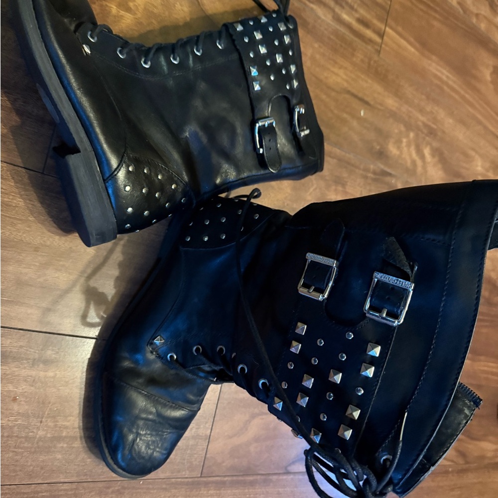 Harley-Davidson Black Studded Combat Boots - Picture 3 of 4